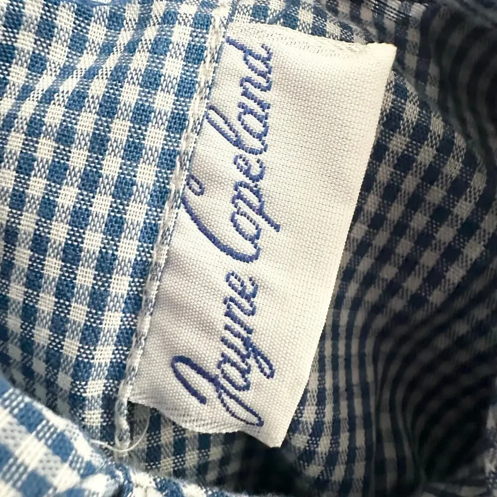 Jayne Copeland Vintage USA Blue Gingham Floral Apron Jumper Toddler Girl Dress 5